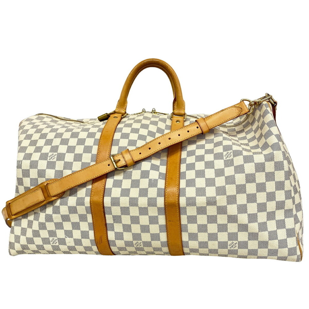 Louis Vuitton Bags - Boston Damier Azur Keepall Bandoulière 55 N41429 White M...